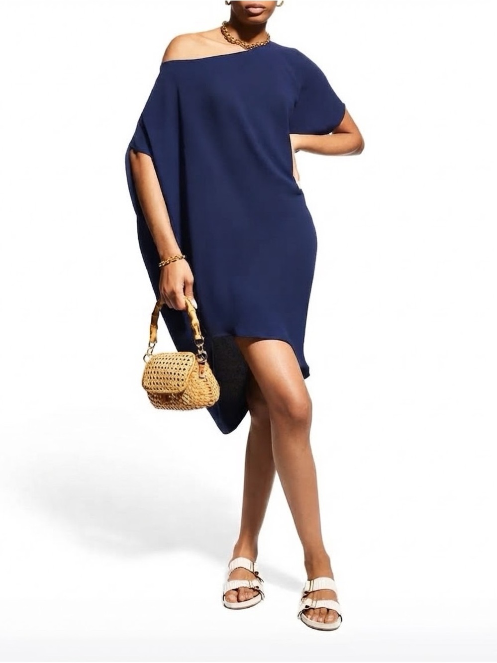 Trina Turk Navy Blue Asymmetrical Dress